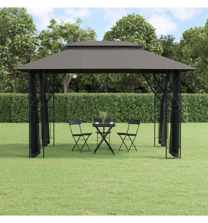 Belvédère avec parois latérales anthracite 400x300x270 cm acier | Mobilier & Déco
