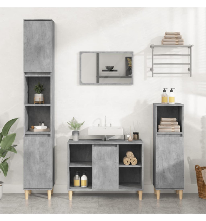 Ensemble de meubles de salle de bain 3 pcs gris béton | Mobilier & Déco