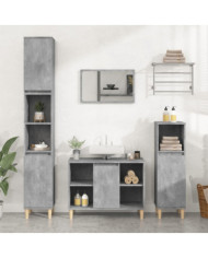 Ensemble de meubles de salle de bain 3 pcs gris béton | Mobilier & Déco