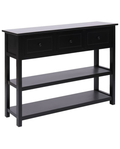 Buffet Noir 108x30x76 cm Bois de Paulownia massif | Mobilier & Déco