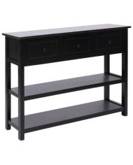 Buffet Noir 108x30x76 cm Bois de Paulownia massif | Mobilier & Déco