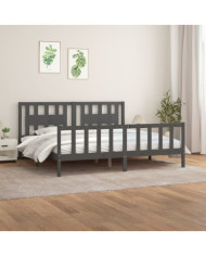 Cadre de lit sans matelas bois massif de pin gris 200x200 cm | Mobilier & Déco