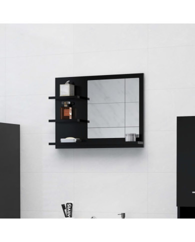 Miroir de salle de bain noir 60x10,5x45 cm bois d’ingénierie | Mobilier & Déco