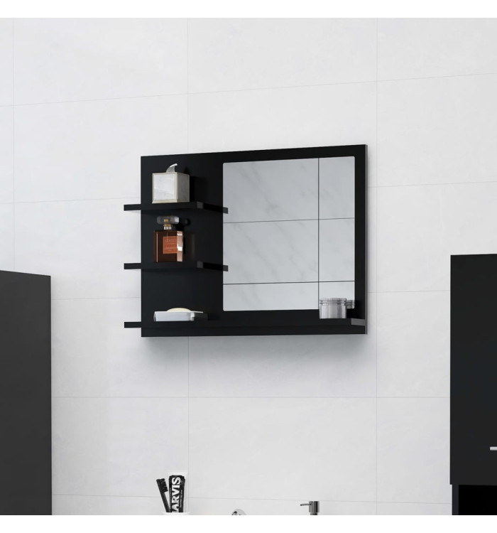 Miroir de salle de bain noir 60x10,5x45 cm bois d’ingénierie | Mobilier & Déco
