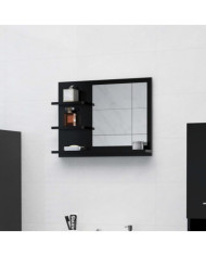 Miroir de salle de bain noir 60x10,5x45 cm bois d’ingénierie | Mobilier & Déco