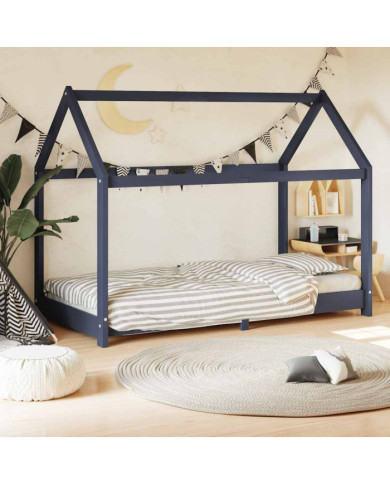 Cadre de lit d'enfant Gris Bois de pin massif 70x140 cm | Mobilier & Déco