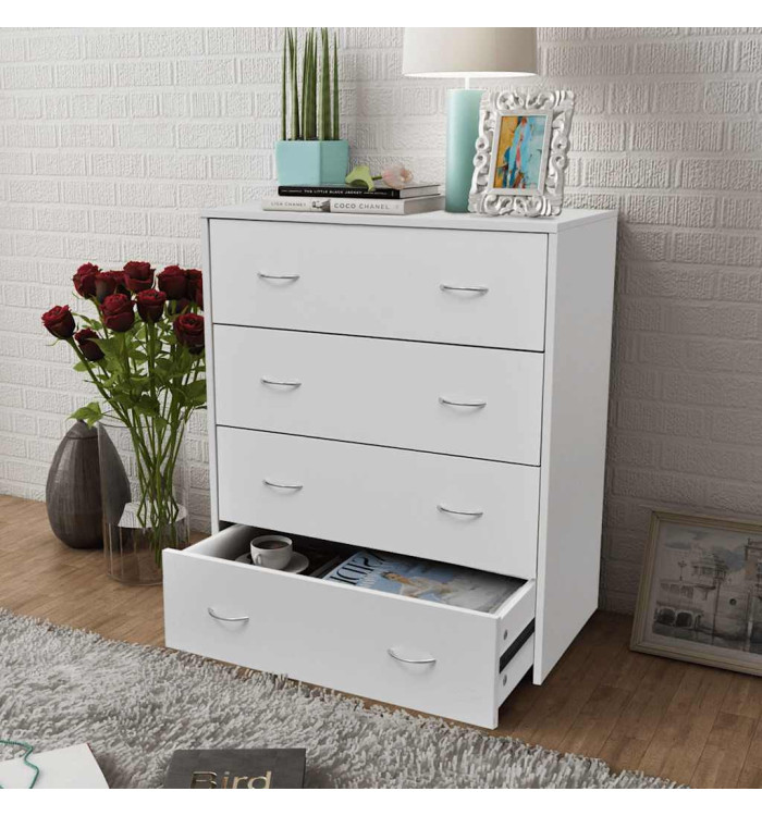Buffet avec 4 tiroirs 60x30,5x71 cm Blanc | Mobilier & Déco
