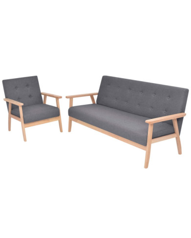 Jeu de canapé 2 pcs Tissu Gris foncé | Mobilier & Déco