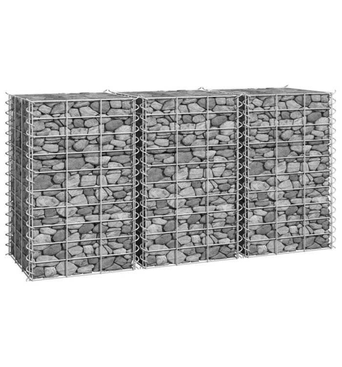 Lits surélevés en gabion 3 pcs 30x30x50 cm Fer | Mobilier & Déco