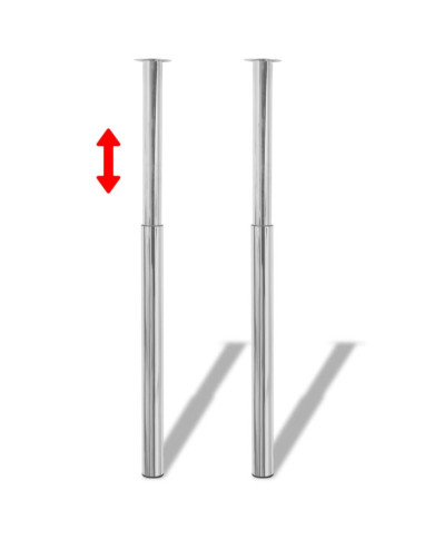 Pieds de table télescopique 2 pcs Chrome 710 mm - 1100 mm | Mobilier & Déco