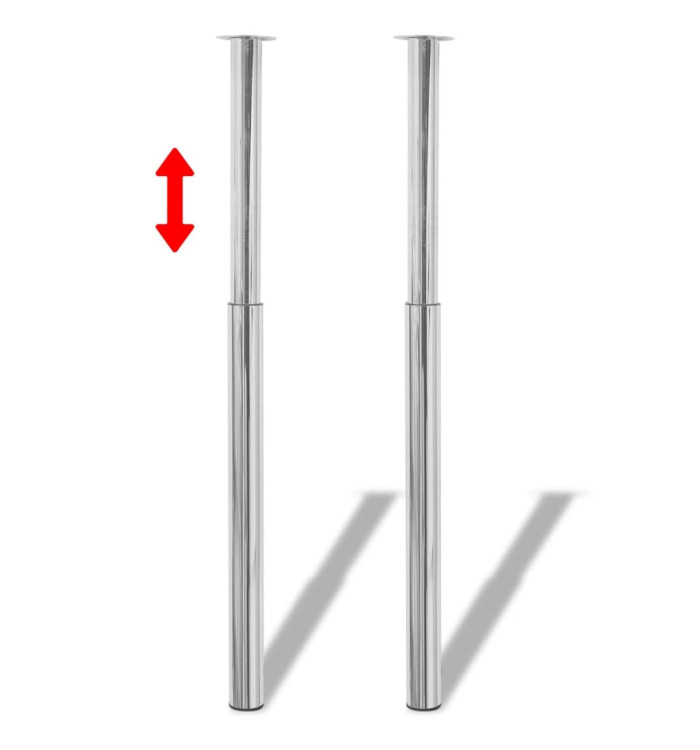 Pieds de table télescopique 2 pcs Chrome 710 mm - 1100 mm | Mobilier & Déco