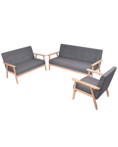 Ensemble de canapés 3 pcs Tissu Gris foncé | Mobilier & Déco