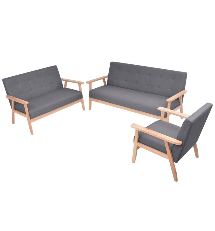 Ensemble de canapés 3 pcs Tissu Gris foncé | Mobilier & Déco