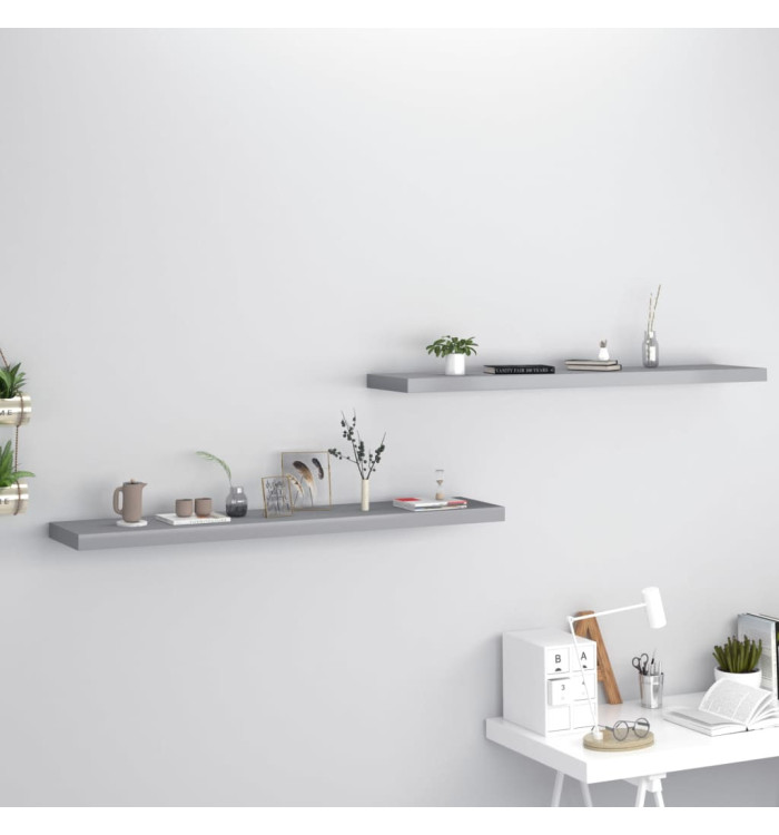 Étagères murales flottantes 2 pcs gris 120x23,5x3,8 cm MDF | Mobilier & Déco