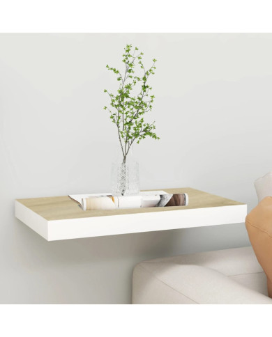 Étagère murale flottante chêne et blanc 50x23x3,8 cm MDF | Mobilier & Déco