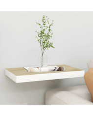 Étagère murale flottante chêne et blanc 50x23x3,8 cm MDF | Mobilier & Déco
