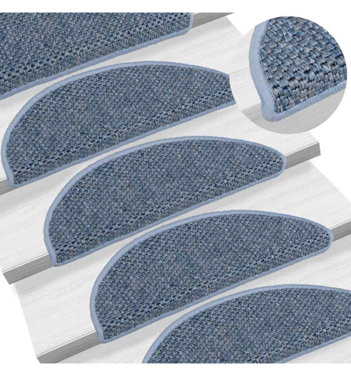 Tapis d'escalier autocollants 15 pcs 56x17x3 cm Bleu | Mobilier & Déco
