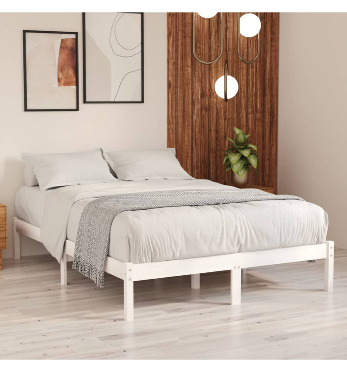 Cadre de lit sans matelas blanc bois massif 200x200 cm | Mobilier & Déco