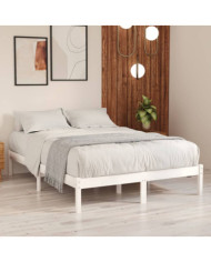 Cadre de lit sans matelas blanc bois massif 200x200 cm | Mobilier & Déco