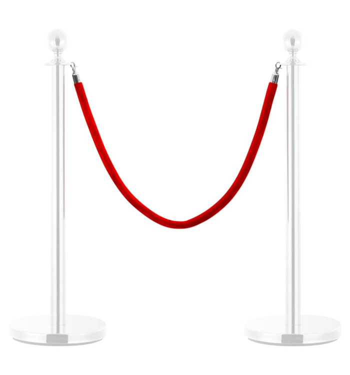Corde de colonne Rouge et argenté Velours | Mobilier & Déco