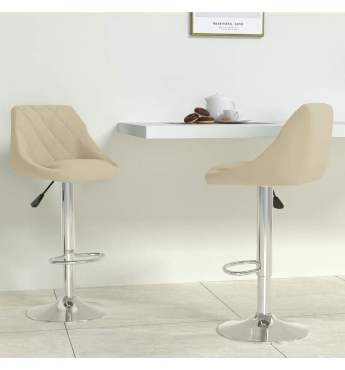 Tabourets de bar lot de 2 crème velours | Mobilier & Déco