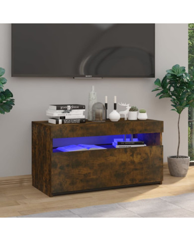 Meuble TV avec lumières LED Chêne fumé 75x35x40 cm | Mobilier & Déco