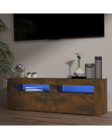 Meuble TV avec lumières LED Chêne fumé 120x35x40 cm | Mobilier & Déco