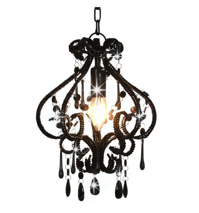 Plafonnier avec perles Noir Rond E14 | Mobilier & Déco