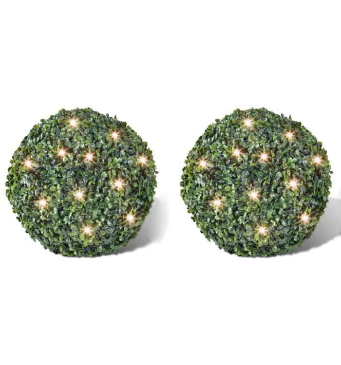 2 pièce de boule 35 cm avec guirlande lumineuse solaire 24 LED | Mobilier & Déco