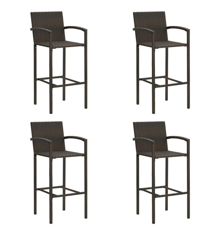 Tabourets de bar lot de 4 marron résine tressée | Mobilier & Déco