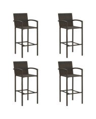 Tabourets de bar lot de 4 marron résine tressée | Mobilier & Déco