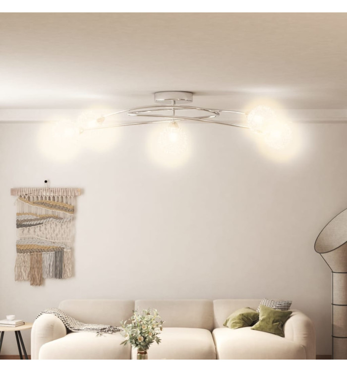 Plafonnier avec abat-jour en maille métallique pour 5 LED G9 | Mobilier & Déco