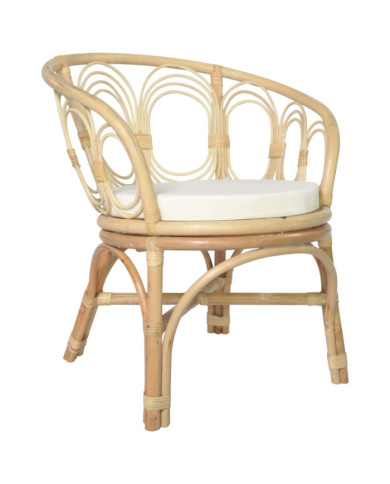 Chaise à manger avec coussin Rotin naturel et lin | Mobilier & Déco