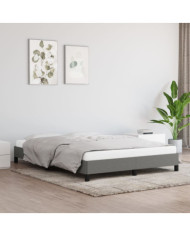 Cadre de lit sans matelas gris foncé 140x190 cm tissu | Mobilier & Déco