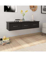 Étagère murale avec tiroirs Noir 88x26x18,5cm bois d'ingénierie | Mobilier & Déco
