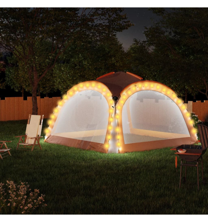 Tente de réception LED et 4 parois 3,6x3,6x2,3 m Gris et orange | Mobilier & Déco