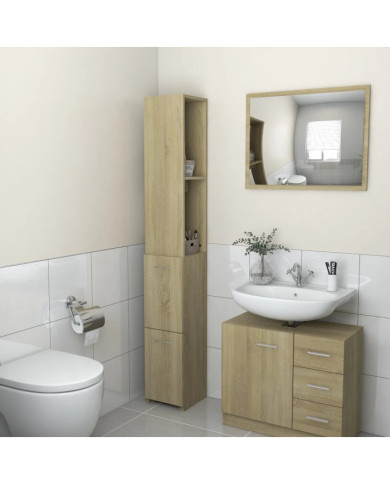Armoire salle de bain chêne sonoma 25x26,5x170 cm | Mobilier & Déco