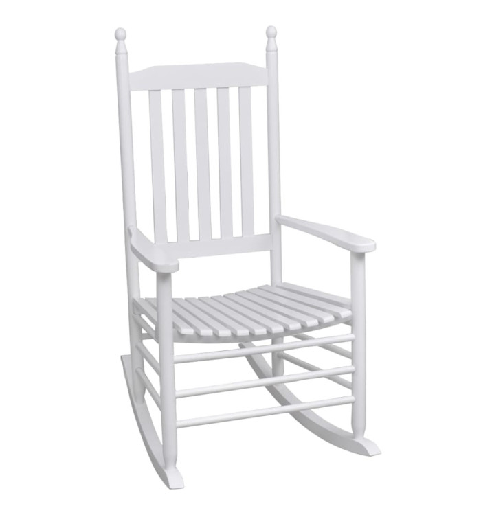 Chaise à bascule avec siège incurvé Blanc Bois | Mobilier & Déco