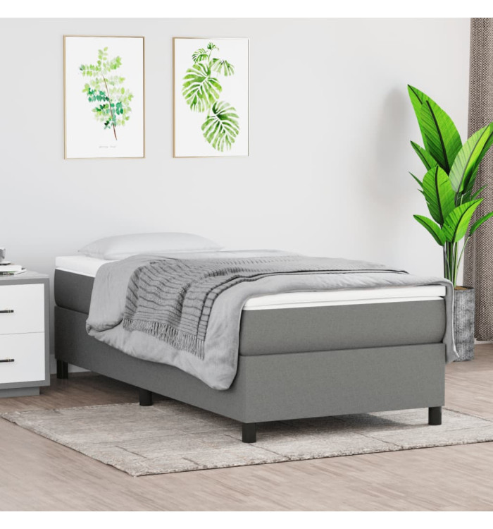 Sommier à lattes de lit avec matelas Gris foncé 100x200cm Tissu | Mobilier & Déco