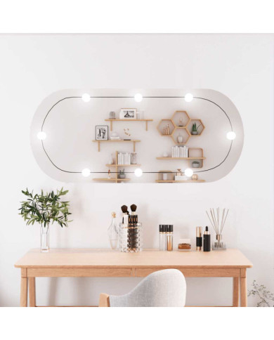 Miroir mural avec lumières LED 45x100 cm verre ovale | Mobilier & Déco