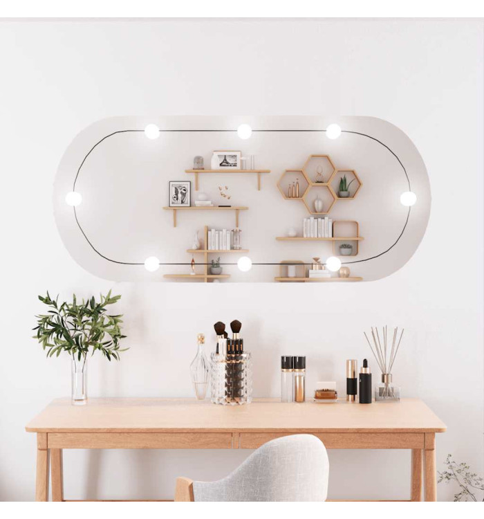 Miroir mural avec lumières LED 45x100 cm verre ovale | Mobilier & Déco