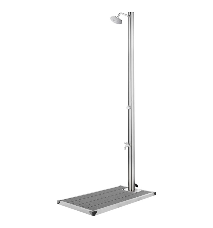 Douche de jardin avec base gris 220 cm Acier inoxydable | Mobilier & Déco