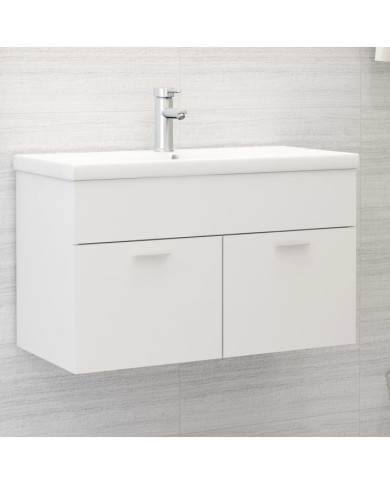 Armoire d'évier avec lavabo intégré Blanc Aggloméré | Mobilier & Déco