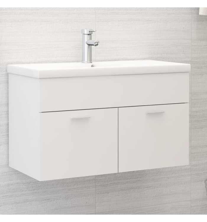 Armoire d'évier avec lavabo intégré Blanc Aggloméré | Mobilier & Déco