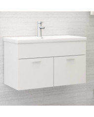 Armoire d'évier avec lavabo intégré Blanc Aggloméré | Mobilier & Déco