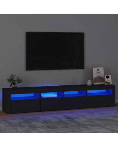 Meuble TV avec lumières LED Noir 210x35x40 cm | Mobilier & Déco