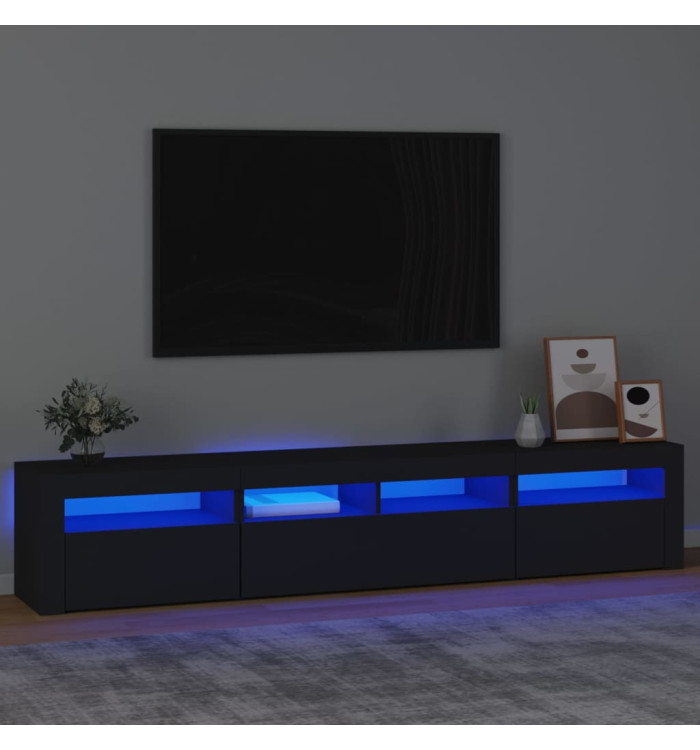 Meuble TV avec lumières LED Noir 210x35x40 cm | Mobilier & Déco