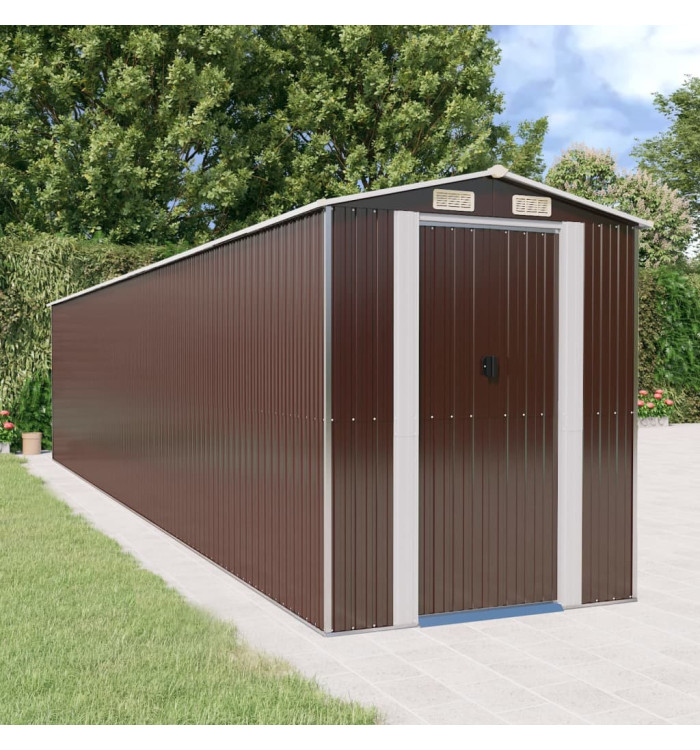 Abri de jardin Marron foncé 192x938x223 cm Acier galvanisé | Mobilier & Déco