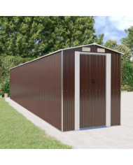 Abri de jardin Marron foncé 192x938x223 cm Acier galvanisé | Mobilier & Déco