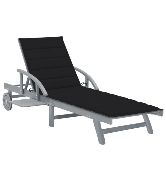Chaise longue de jardin avec coussin Bois d'acacia solide | Mobilier & Déco